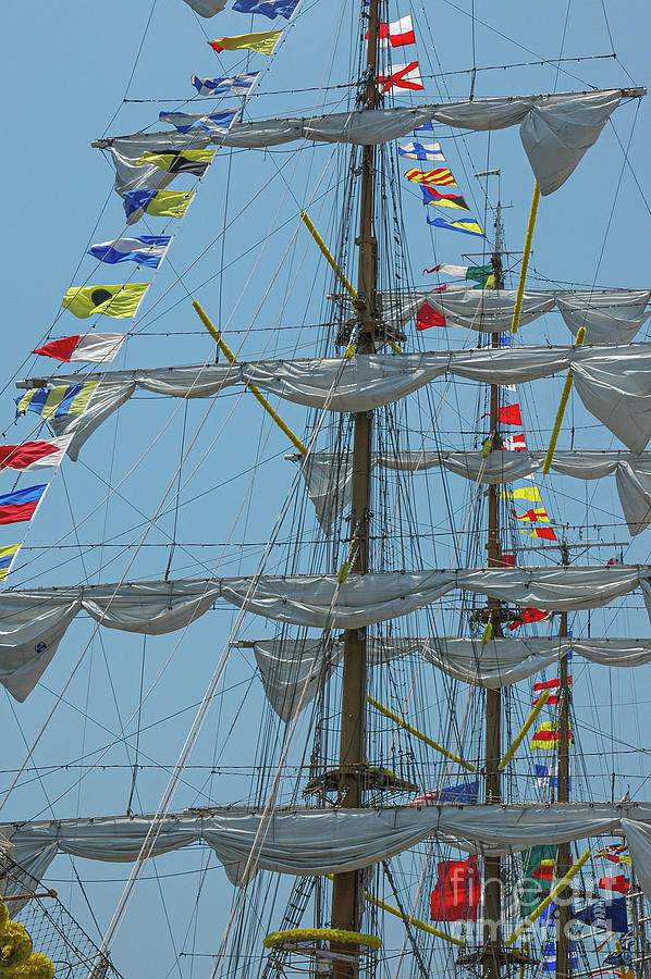 Tall Ship - Mast - Flags Photograph by Dale Powell