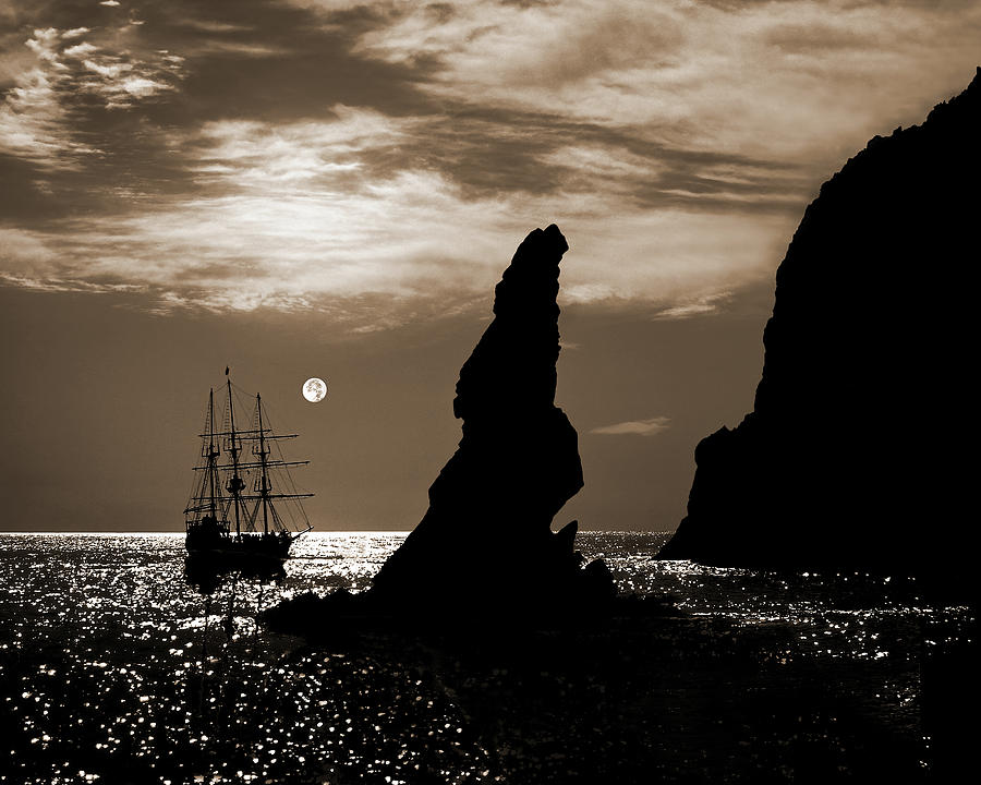 Tall Ship Sepia, Lands End, Cabo San Lucas, Baja, California Photograph by Don Schimmel