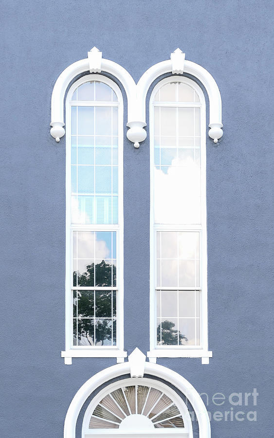 Tall windows on blue Photograph by Bentley Davis