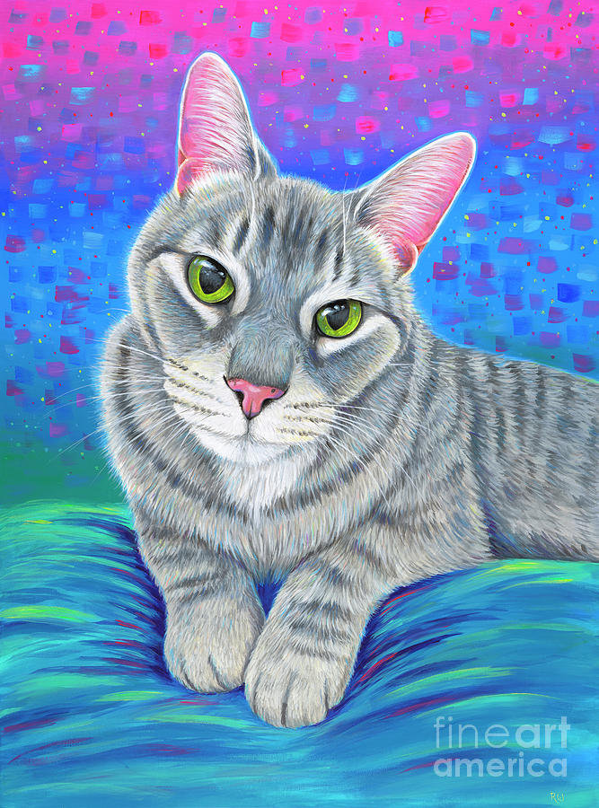 Talladega Tabby Cat Painting by Rebecca Wang