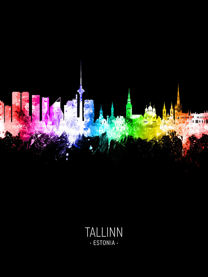 Skyline Digital Art - Tallinn Estonia Skyline #33 by Michael Tompsett