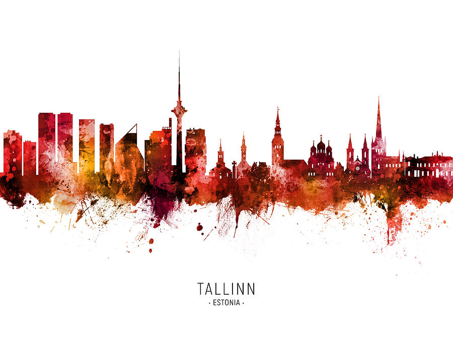 Skyline Digital Art - Tallinn Estonia Skyline #72 by Michael Tompsett