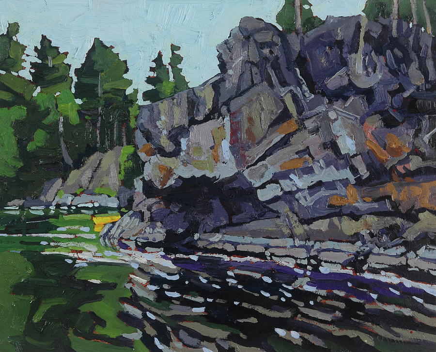 Spring Painting - Talon Falls Rock Face by Phil Chadwick