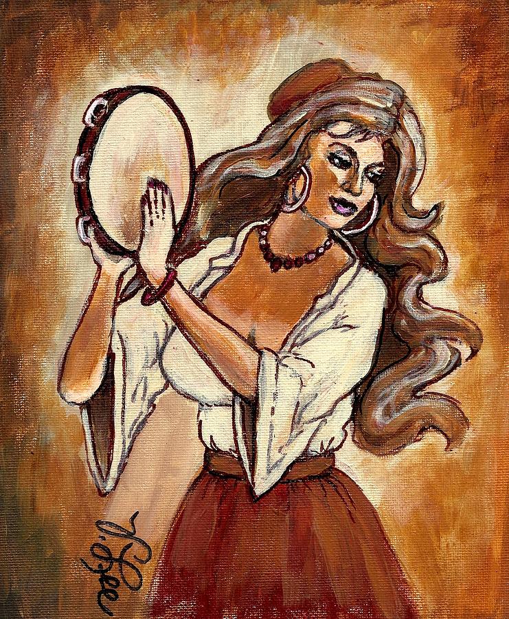 Tambourine Dancer from Israel Painting by VLee Watson