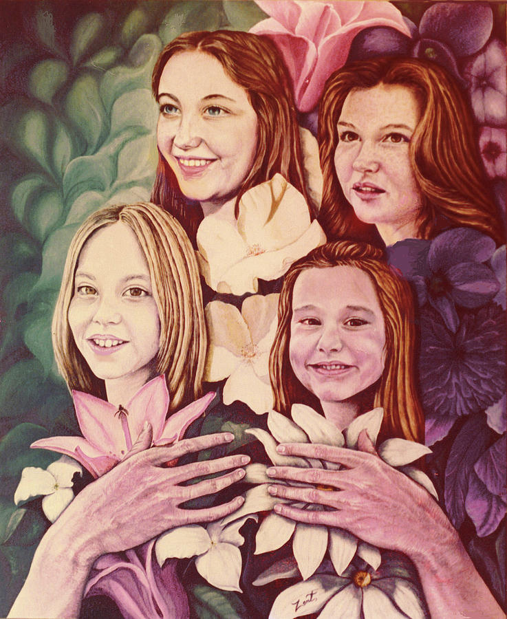Tammy Wynettes Daughters In Her Hands Painting by June Pauline Zent