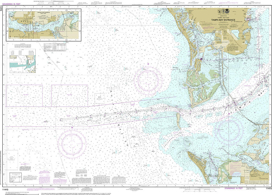 Tampa Bay Entrance Nautical Chart 11415 Digital Art by John Gernatt ...