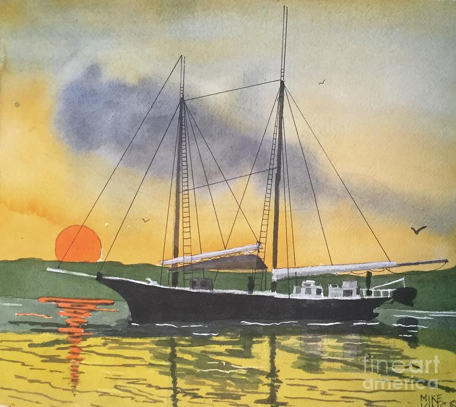 Tampa Bay Fl Schooner Painting by Mike King