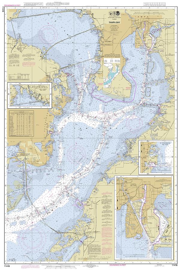 Tampa Bay Florida NOAA Chart 11416 Digital Art by Paul and Janice Russell