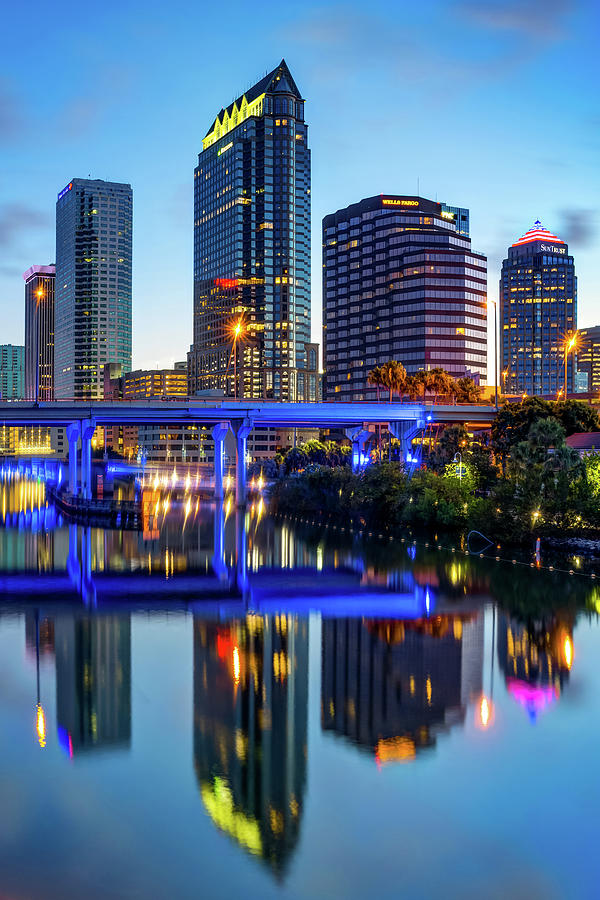Tampa Bay Florida Skyline At The Blue Hour Photograph by Gregory Ballos