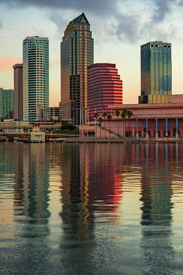 Convention Center Photograph - Tampa Bay Skyline Reflections and Cityscape by Gregory Ballos