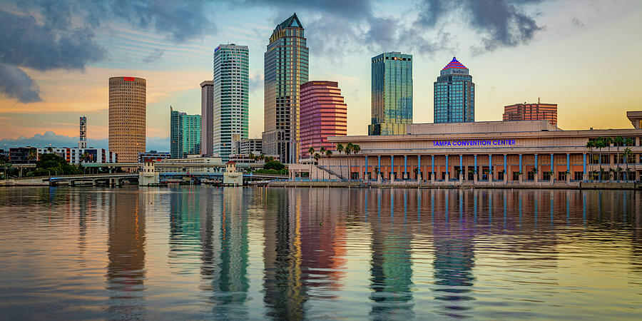 Tampa Skyline Photograph - Tampa Bay Skyline Sunrise Panorama by Gregory Ballos