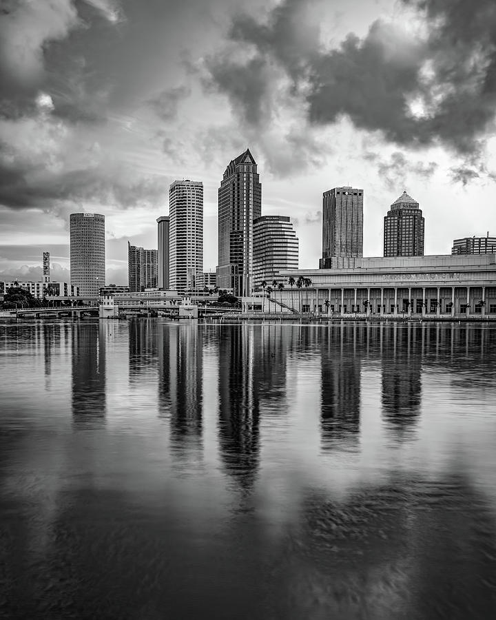 Tampa Florida Bay Reflections In Black and White Photograph by Gregory Ballos