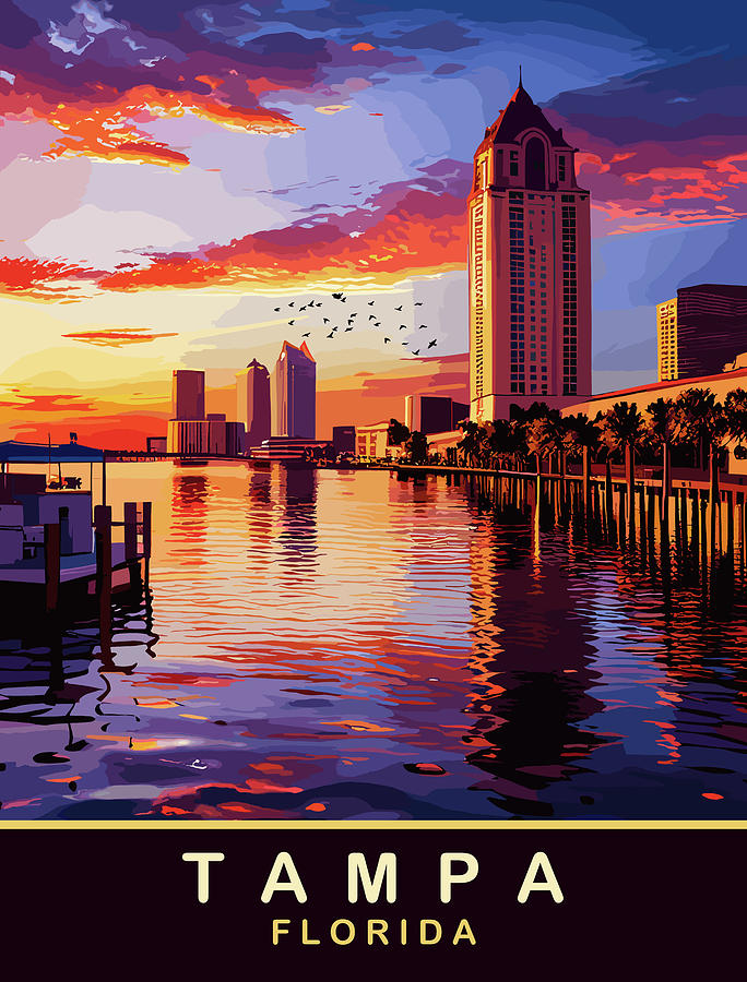 Tampa Digital Art - Tampa, Florida by Long Shot