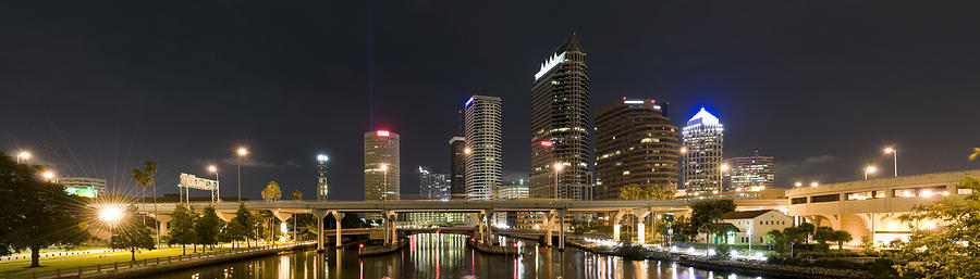 Tampa Skyline at Night Photograph by Chris Pritchard