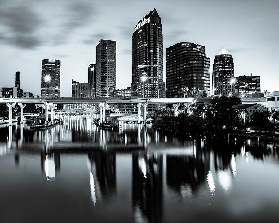 Tampa Skyline Photograph - Tampa Skyline Over Selmon Expressway in Selenium by Gregory Ballos