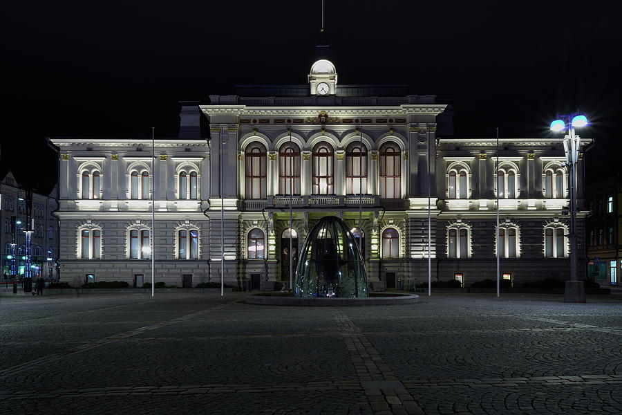 Tampere City Hall evening lights 2021 Photograph by Jouko Lehto