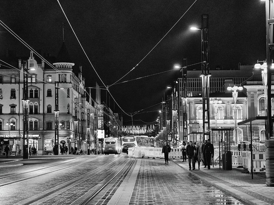 Tampere keskustori bw Photograph by Jouko Lehto