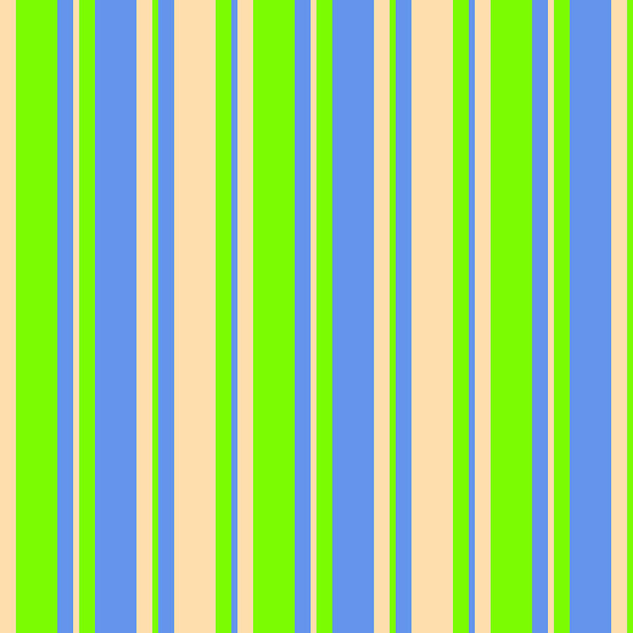 Abstract Digital Art - Tan, Green, and Cornflower Blue Colored Striped/Lined Pattern by Aponx Designs