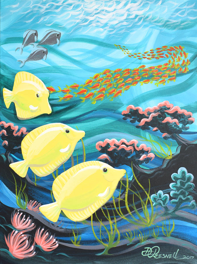 Tang Fish Reef Painting by Donald Presnell