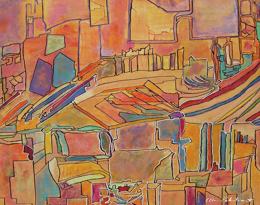 Tangerine City Painting by Ellen Palestrant