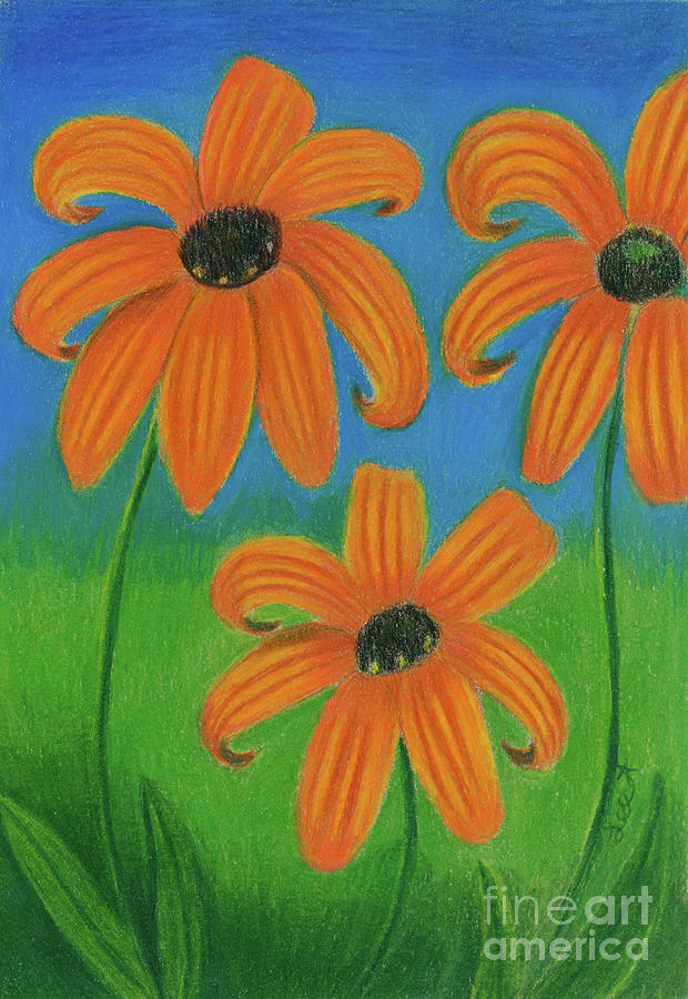 Tangerine Dream Coneflowers Painting by Dorothy Lee