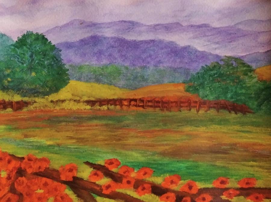 Tangerine Mountain Wildflowers Painting by Christy Saunders Church
