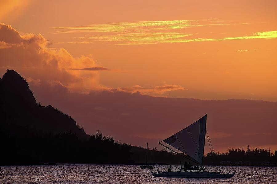 Tangerine Sunset Sail Photograph