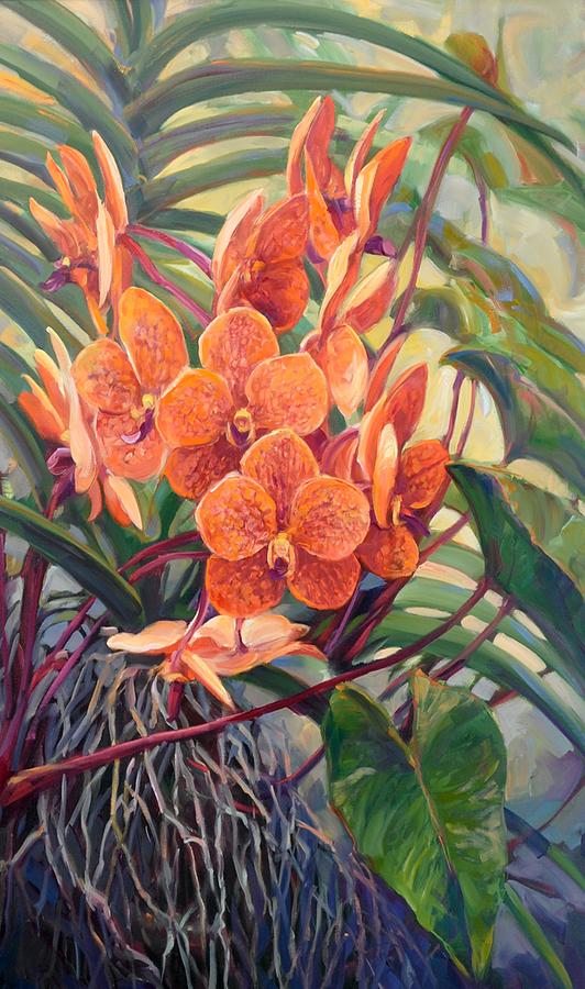 Tangerine Vanda Surprise Painting