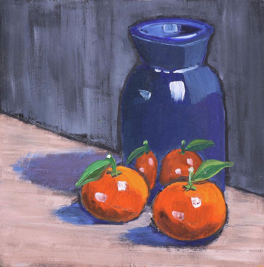 Tangerines and Vase Painting by Kevin Hughes