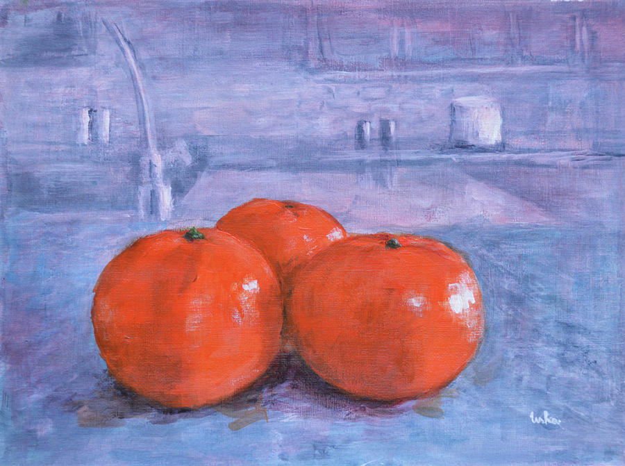 Tangerines Painting by Usha Shantharam