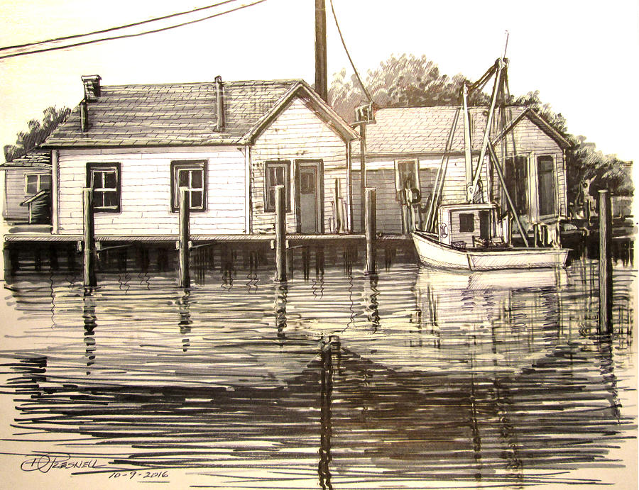 Tangier Island Workboat Drawing by Donald Presnell