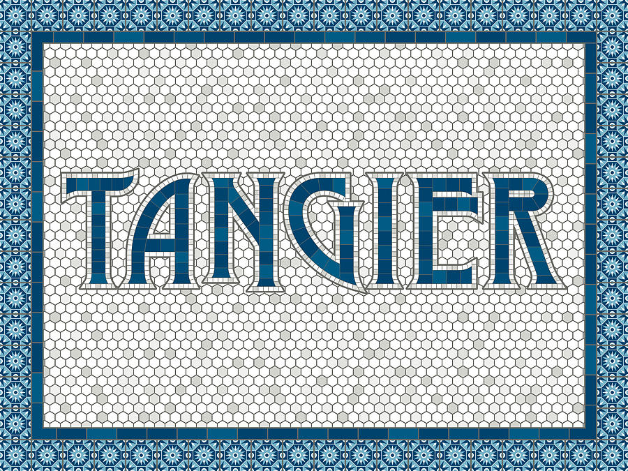 Tangier Old Fashioned Mosaic Tile Typography Drawing by Bortonia