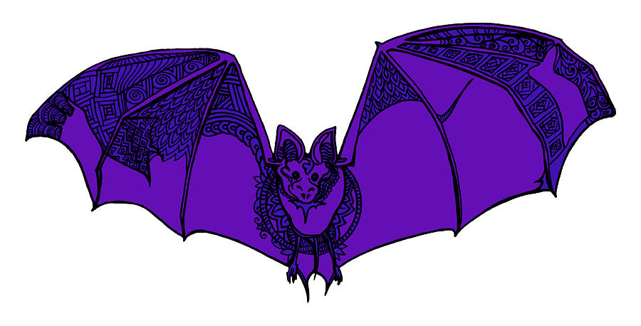 Tangle Pattern Bat - purple Digital Art by Katherine Nutt - Fine Art ...