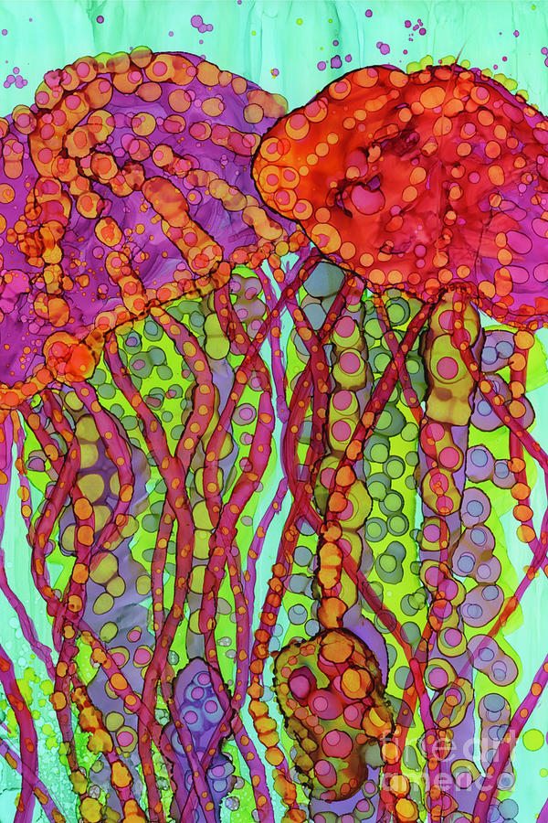 Tangled Jellyfish Painting Painting by Joanne Herrmann