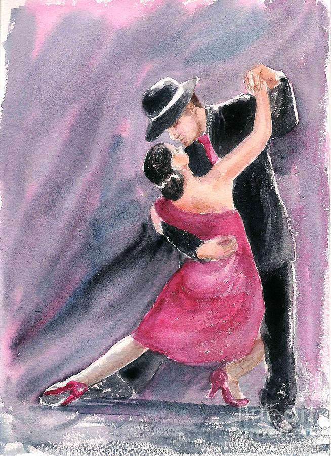 Tango dancers Painting by Asha Sudhaker Shenoy