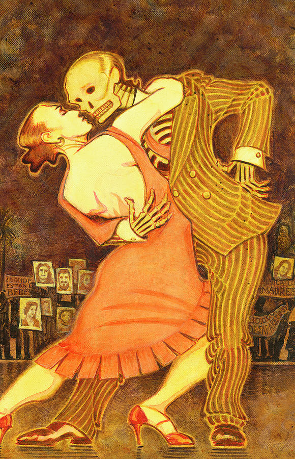 Tango en la Plaza de Mayo Vertical Painting by Ruth Hooper