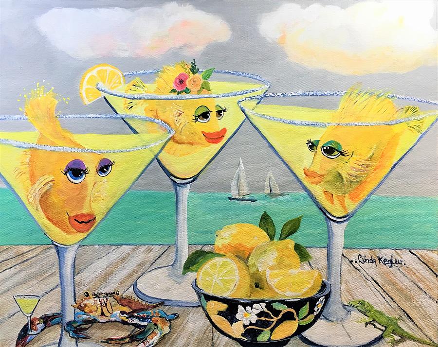 Tangy Lemon Drops II Painting by Linda Kegley