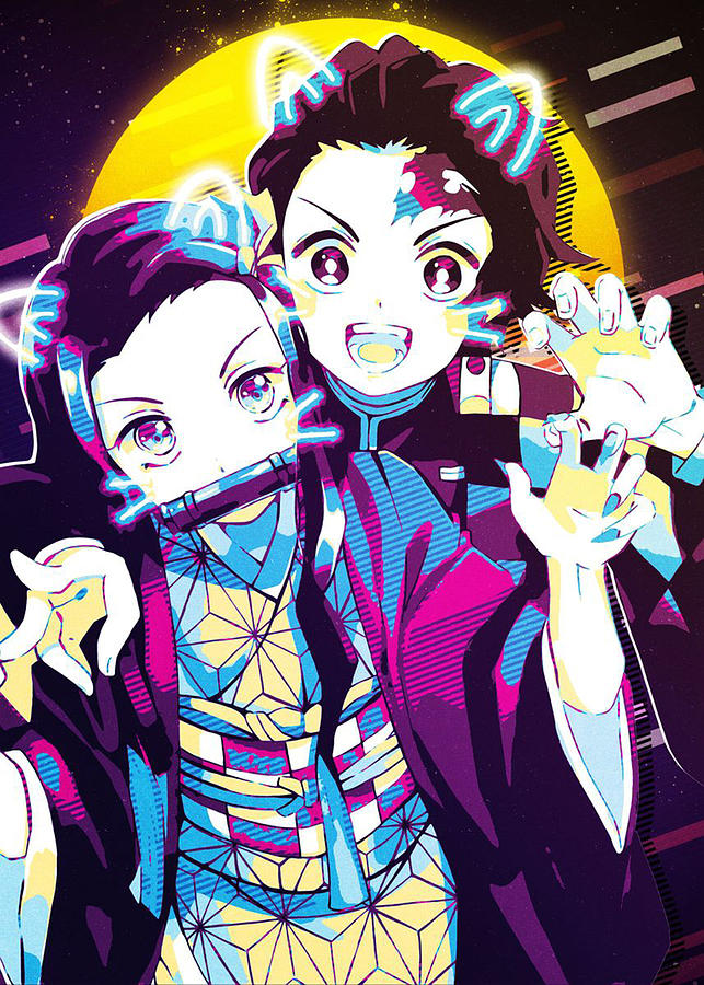 Tanjiro and Nezuko Digital Art by Jessica Clowresty