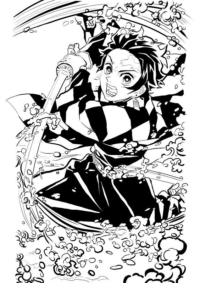 Tanjiro Water Breathing Coloring Page