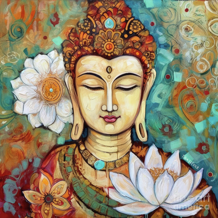 Buddha Painting - Tranquil Buddha by Tina LeCour