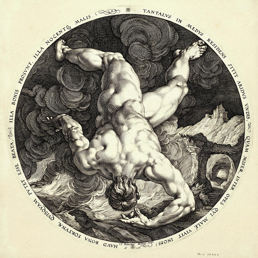 Hendrik Goltzius Painting - Tantalus, from The Four Disgracers by Hendrik Goltzius