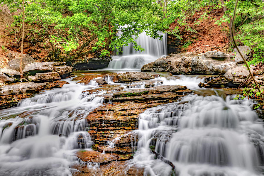 Landscape Photograph - Tanyard Creek Cascading Falls in Bella Vista Arkansas by Gregory Ballos