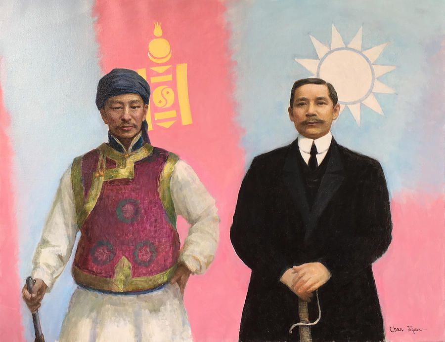 Taoketaohu And Sun Yat-sen Painting by Ji-qun Chen