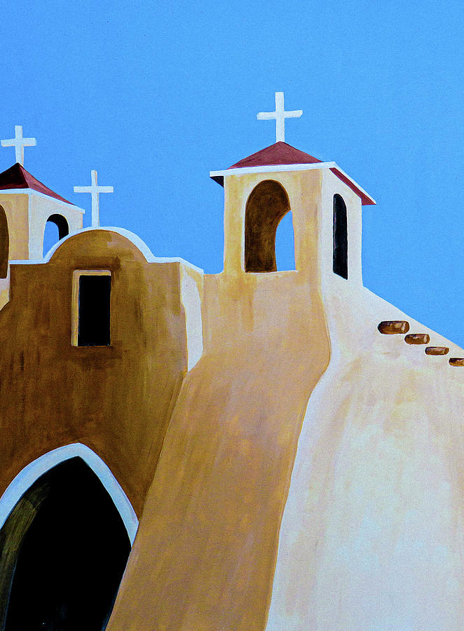 Taos Church Bold Painting by Ted Clifton