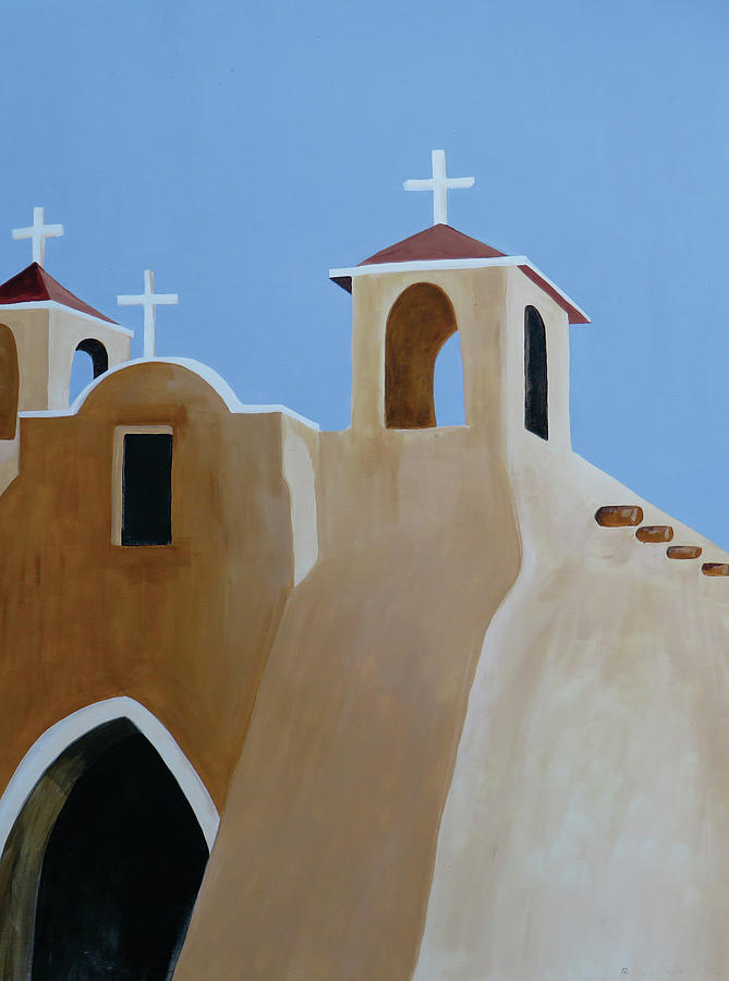 Taos Church One Painting by Ted Clifton