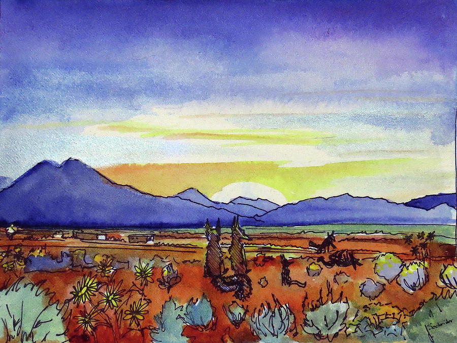 Taos Coyote Sunrise Painting by David Sockrider