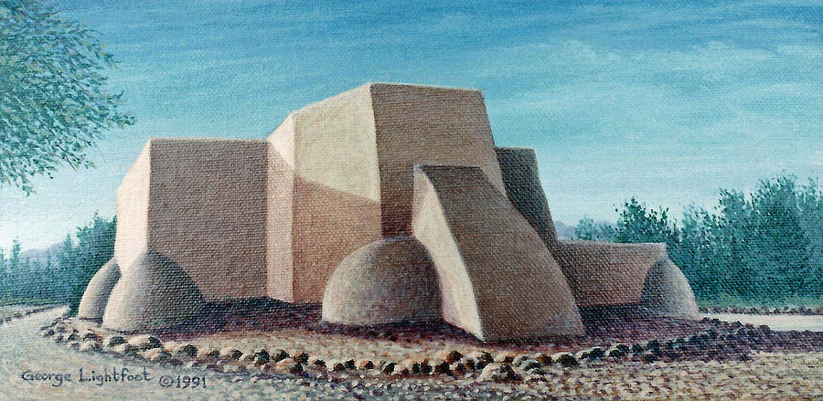 Taos Mission, Back View  Painting by George Lightfoot