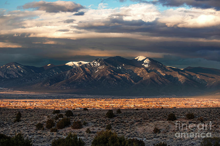 Taos Mountain and Taos Photograph by Elijah Rael