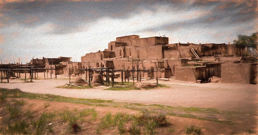 Taos Pueblo New Mexico Digital Art by Rebecca Herranen
