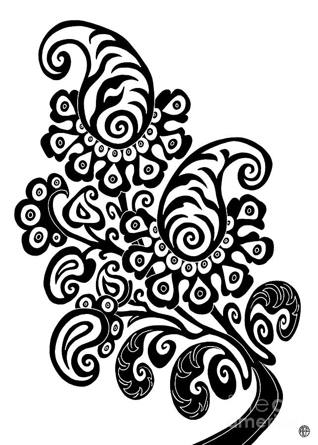 Tapestry Flower Ink 15  Drawing by Amy E Fraser